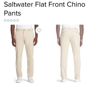 IZOD Men’s Saltwater Stretch Chino Flat Front Pale Khaki Pants Straight Fit 32